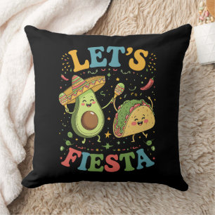 Let's Fiesta Avocado And Tacos Cinco De Mayo Throw Pillow