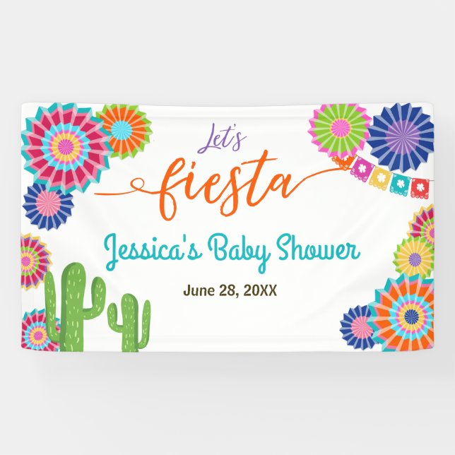Let's Fiesta Baby shower banner Mexican Cactus (Horizontal)