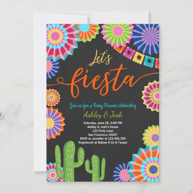 Let's Fiesta Baby Shower invitation Mexican Cactus (Front)