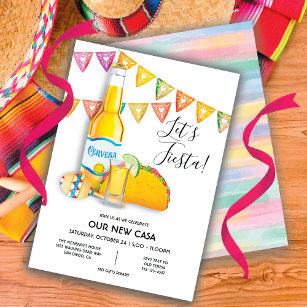 Let's Fiesta Beer tequila shot taco New Home  Invitation
