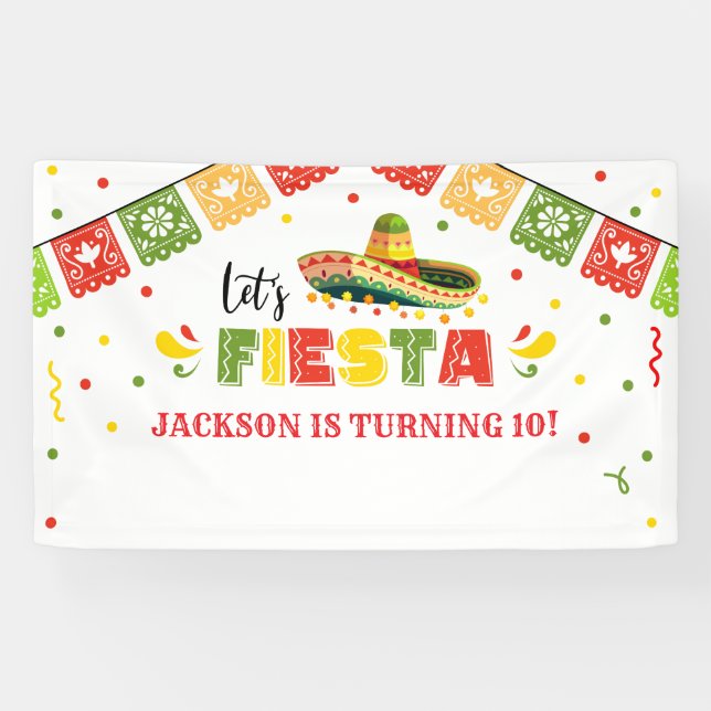 LET'S FIESTA Birthday Party banner backdrop  (Horizontal)