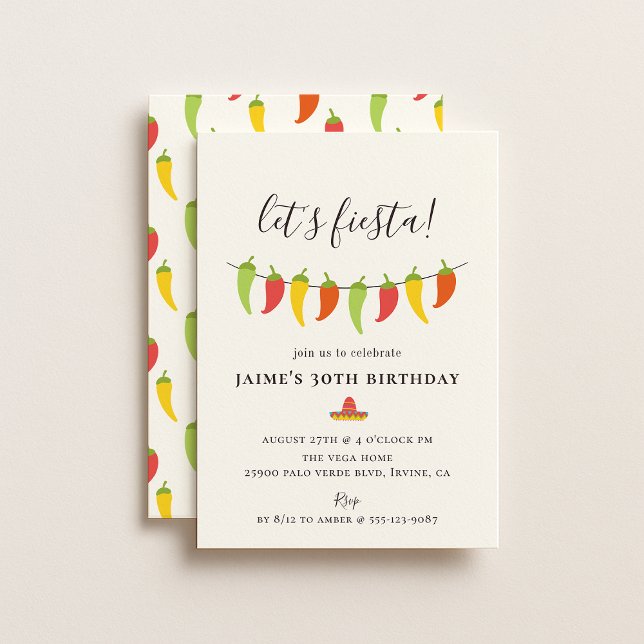 Let's Fiesta Chili Pepper Birthday Party Invitation (Creator Uploaded)