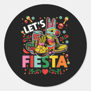 Lets Fiesta Cinco De Mayo Camisa Mexicana Hombre  Classic Round Sticker