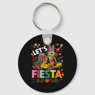Let's Fiesta Cinco De Mayo Camisa Mexicana Hombre Keychain