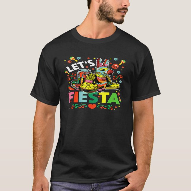 Let's Fiesta Cinco De Mayo Camisa Mexicana Hombre  T-Shirt (Front)