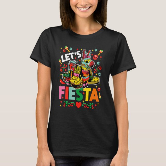 Let's Fiesta Cinco De Mayo Camisa Mexicana Hombre  T-Shirt (Front)