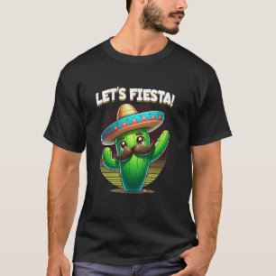 Let's Fiesta Cinco de Mayo Dabbing Cactus Moustach T-Shirt