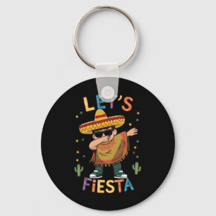 Let's Fiesta Cinco De Mayo Dabbing Mexican Poncho Keychain