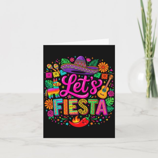 Lets fiesta cinco de mayo funny colourful mexican card (Front)