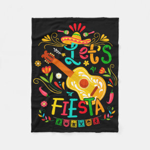 Let's Fiesta Cinco De Mayo Guitar Funny Mexican Pa Fleece Blanket