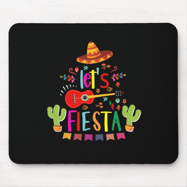 Let's Fiesta Cinco De Mayo Guitar Funny Mexican Pa Mouse Pad (Front)