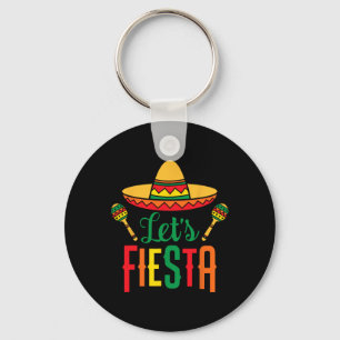 Let's Fiesta Cinco De Mayo Mexican Guitar Sombrero Keychain