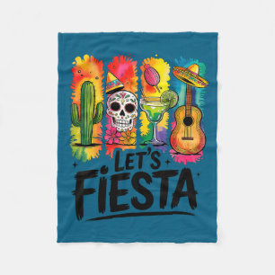 Let's fiesta cinco de mayo mexican margarita skull fleece blanket