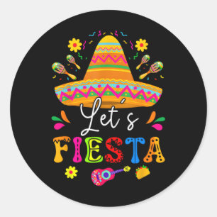 Let's Fiesta Cinco De Mayo Mexican Party Guitar Me Classic Round Sticker