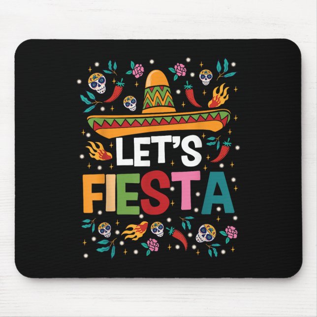 Lets Fiesta Cinco De Mayo Mexican Theme Party Guit Mouse Pad (Front)