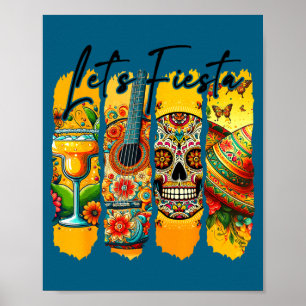Let's fiesta cinco de mayo mexico margarita tacos  poster