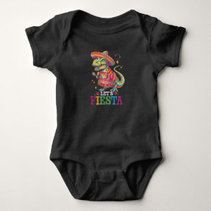 Let's Fiesta Cinco De Mayo T Rex Dinosaur Baby Bodysuit