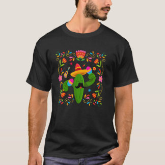 Lets Fiesta Cinco De Mayo with Guitar Cactus Sombr T-Shirt