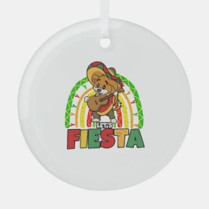 Lets Fiesta Dog Glass Ornament