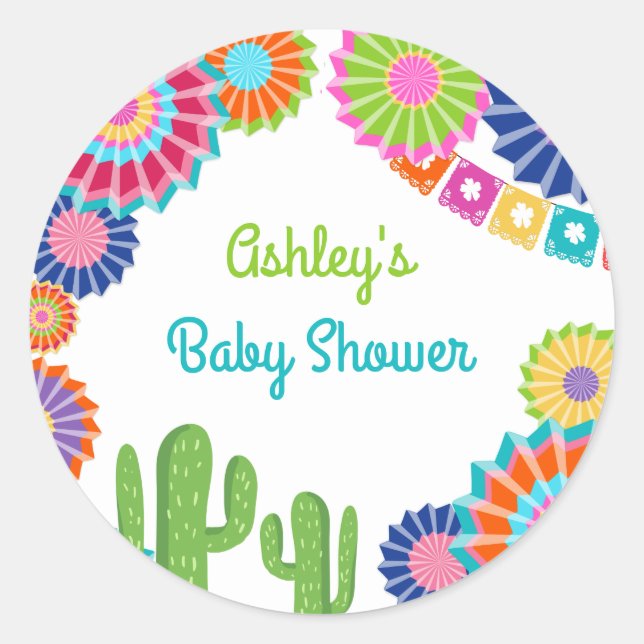 Let's fiesta favour tag Sticker Mexican Baby Showe (Front)
