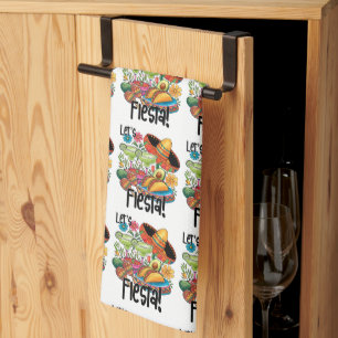 Let's Fiesta! Fun Tacos and Margarita Lover Kitchen Towel