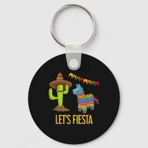 Lets Fiesta Funny Mexican Party Pinata Cactus Cinc Keychain