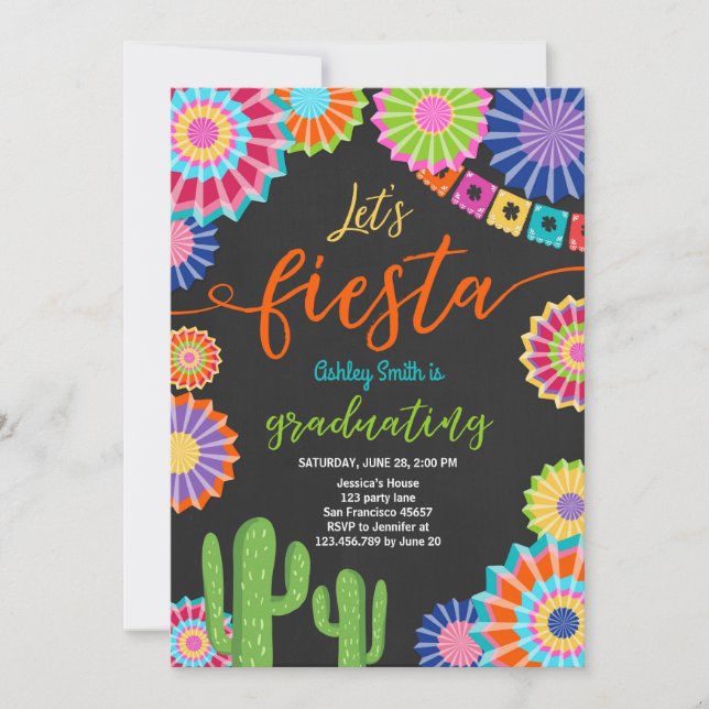 Let's Fiesta Graduation Invitation Mexican party (Front)