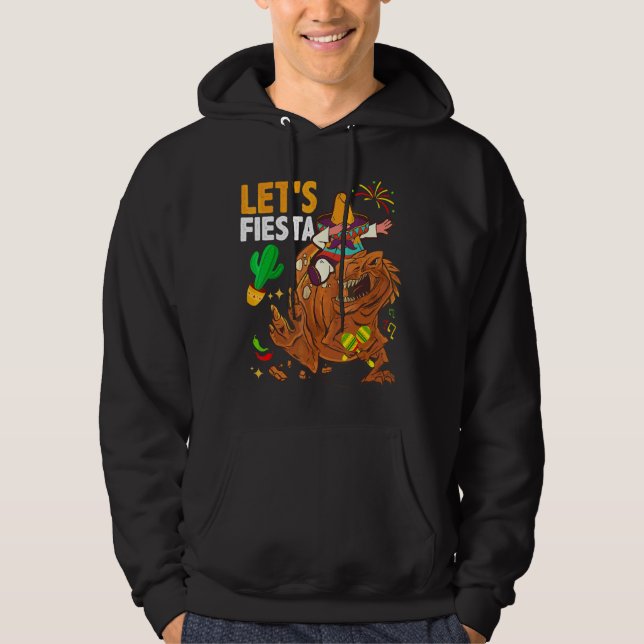 Lets Fiesta Kids Dinosaur Dab Mexican Party 5 De M Hoodie (Front)