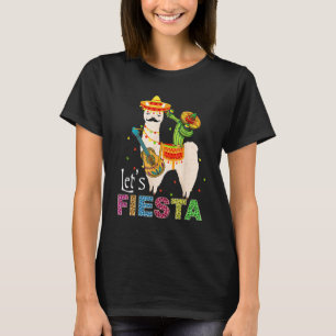 Let's Fiesta Llama Cinco De Mayo Cactus Sombrero M T-Shirt