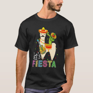 Let's Fiesta Llama Cinco De Mayo Cactus Sombrero M T-Shirt