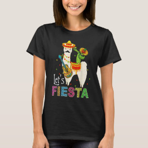 Let's Fiesta Llama Cinco De Mayo Cactus Sombrero M T-Shirt