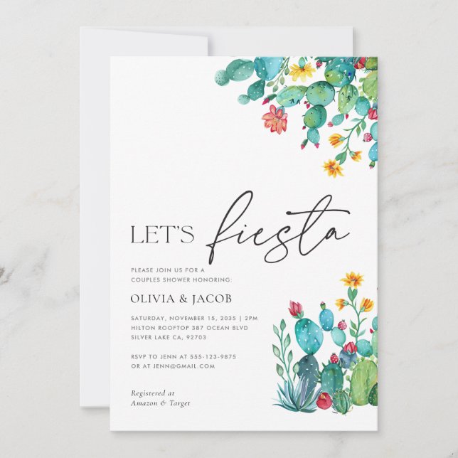 Let's Fiesta Mexican Couples Shower Invitation (Front)