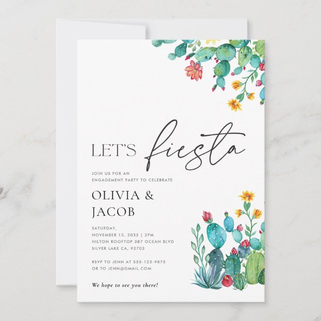 Let's Fiesta Mexican Engagement Party Invitation (Front)