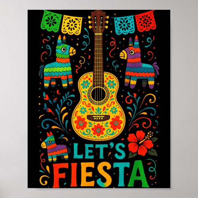 Let's fiesta - mexican fiesta cinco de mayo party  poster (Front)