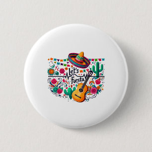 Let's Fiesta Mexican Party Celebration Heartbeat  2 Inch Round Button