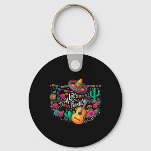 Let's Fiesta Mexican Party Celebration Heartbeat Keychain