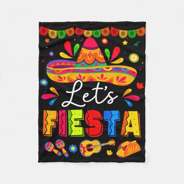 Let's fiesta mexican party fiesta squad cinco de fleece blanket (Front)