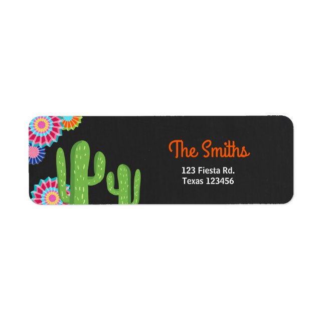 Let's Fiesta Mexican Return Address Label Cactus (Front)