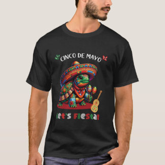 Let's Fiesta Mexican Turtle Playing Music Cinco de T-Shirt