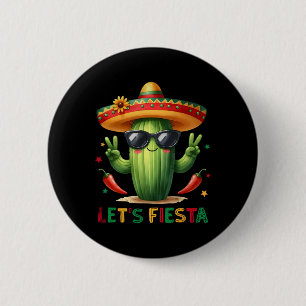 Let's Fiesta Mexico Fiesta Taco Guitar Cactus Cinc 2 Inch Round Button