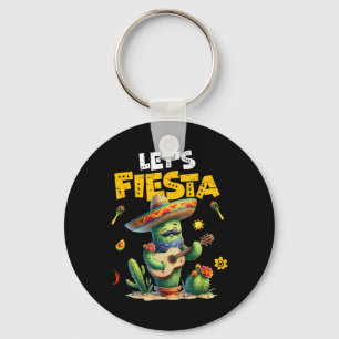 Let's Fiesta Mexico Fiesta Taco Guitar Cactus Cinc Keychain
