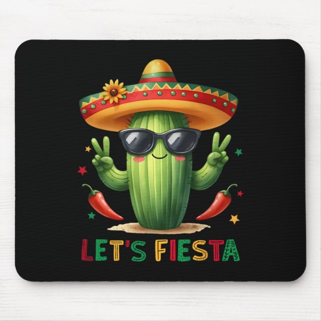 Let's Fiesta Mexico Fiesta Taco Guitar Cactus Cinc Mouse Pad (Front)