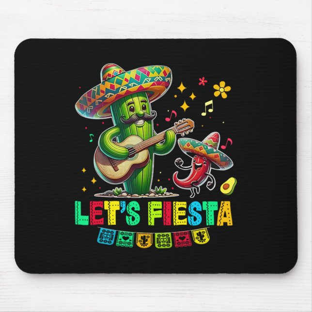 Let's Fiesta Mexico Fiesta Taco Guitar Cactus Cinc Mouse Pad (Front)