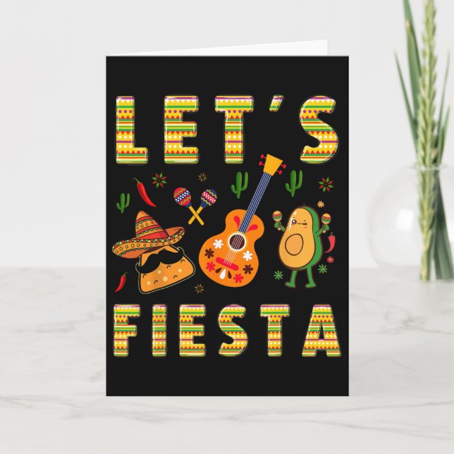 Lets Fiesta Nacho Guitar Avocado Funny Cinco De Ma Card (Front)