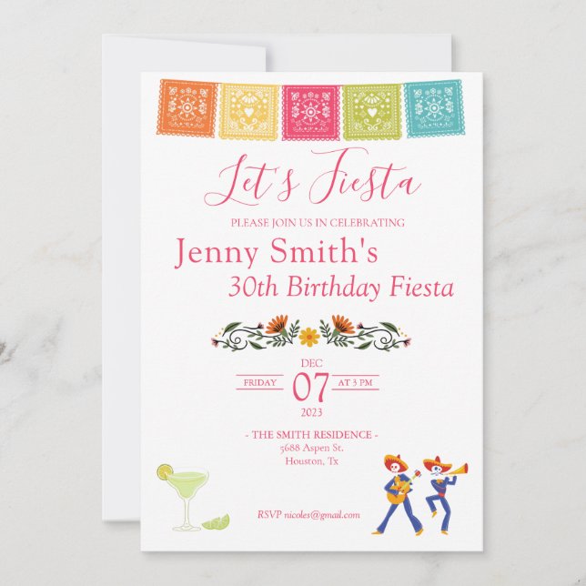Let's Fiesta Party Invite  (Front)