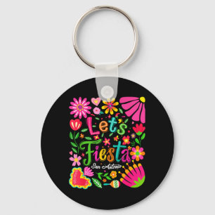 Lets Fiesta San Antonio Floral Funny Cinco De Mayo Keychain