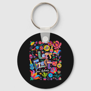 Lets Fiesta San Antonio Floral Funny Cinco De Mayo Keychain