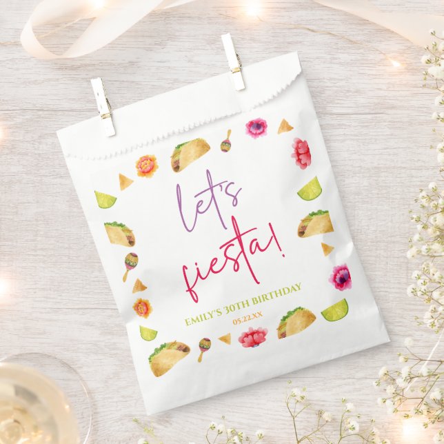 Let's Fiesta Taco Mexican Fiesta Birthday Party Favour Bag (Clipped)