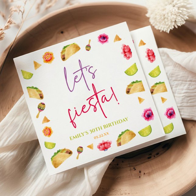 Let's Fiesta Taco Mexican Fiesta Birthday Party Napkin (Creator Uploaded)