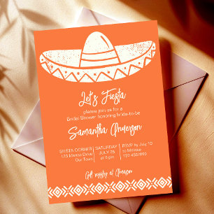 Let's fiesta terracotta Mexican bridal shower Invitation